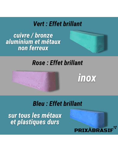 Pâte à polir solide pour polissage aciers, inox, laiton