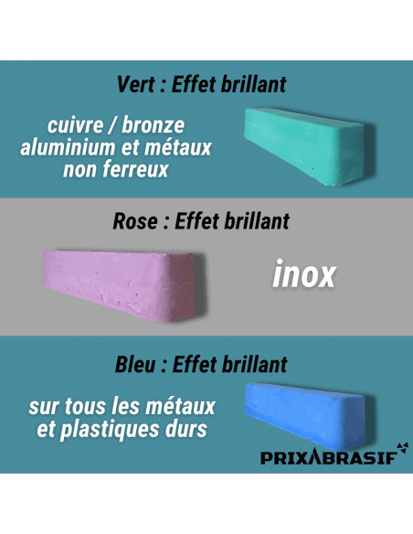 Pâte à polir solide pour polissage aciers, inox, laiton