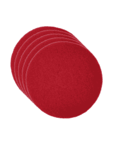 Lot de 5 pads pour monobrosse - Rouge - Nettoyage des sols Ø432mm-17"
