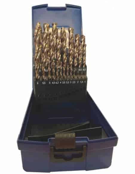 Coffret de 29 forets en acier rapide HSS-Cobalt 5% - Ame renforcée - Affutage en croix - Amaya
