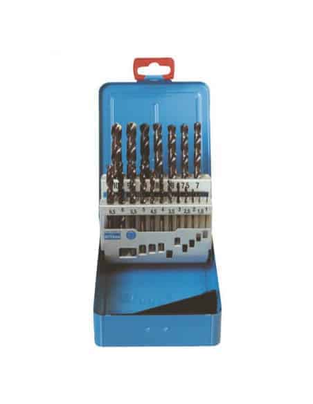 Coffret de 19 forets en acier rapide HSS-Cobalt 5% - Ame renforcée - Affutage en croix - Amaya