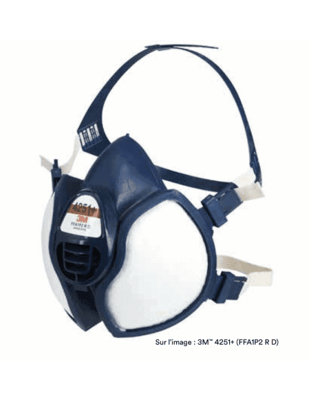 Demi-masque de protection gaz, vapeur, particules - réutilisable - 3M 4521+