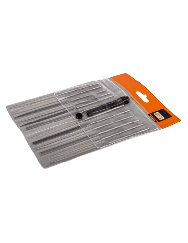 Jeu de 12 limes aiguilles - Batardes - sans manche - 160 mm